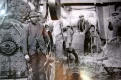 Portable steam engine that was pulled by horses.