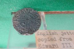 English Jetton made into  brooch copied from a coin of Edward III