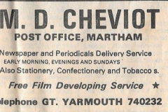 Cheviot advert for The Post Office, The Green