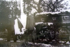 The traditional Parish Bier in use at a funeral at St Mary's.